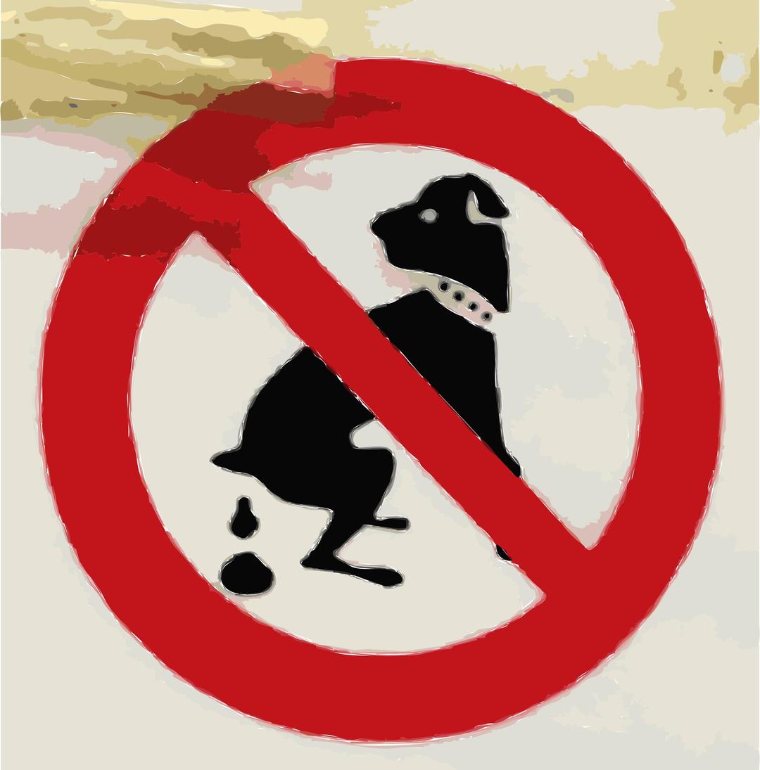 Dog pooping not allowed sign png transparent