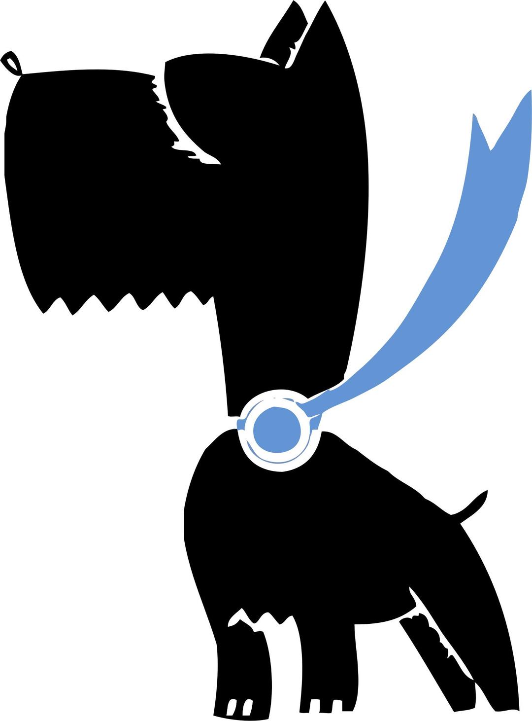 Dog Silhouette With Blue Ribbon png transparent