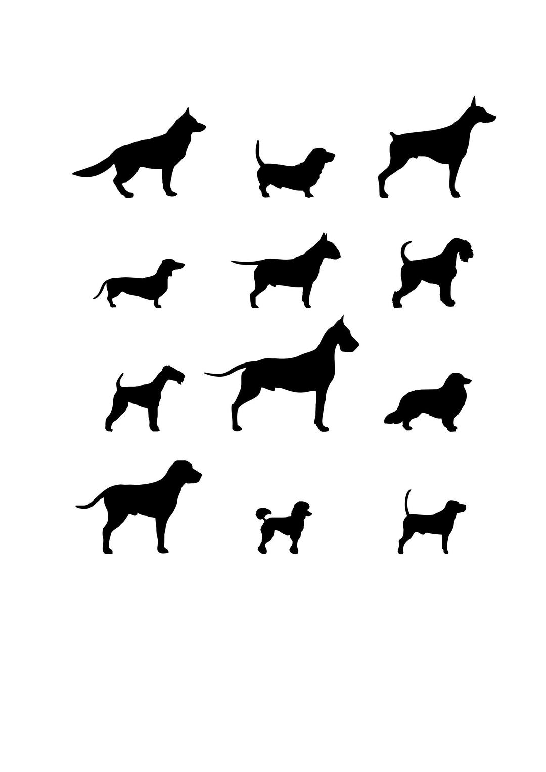 Dog silhouettes set png transparent
