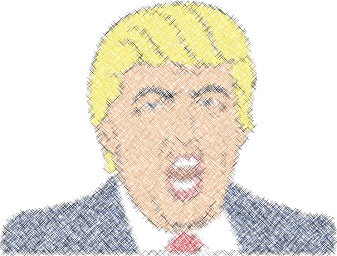 Donald Trump Cartoon 2 Crosshatched png transparent