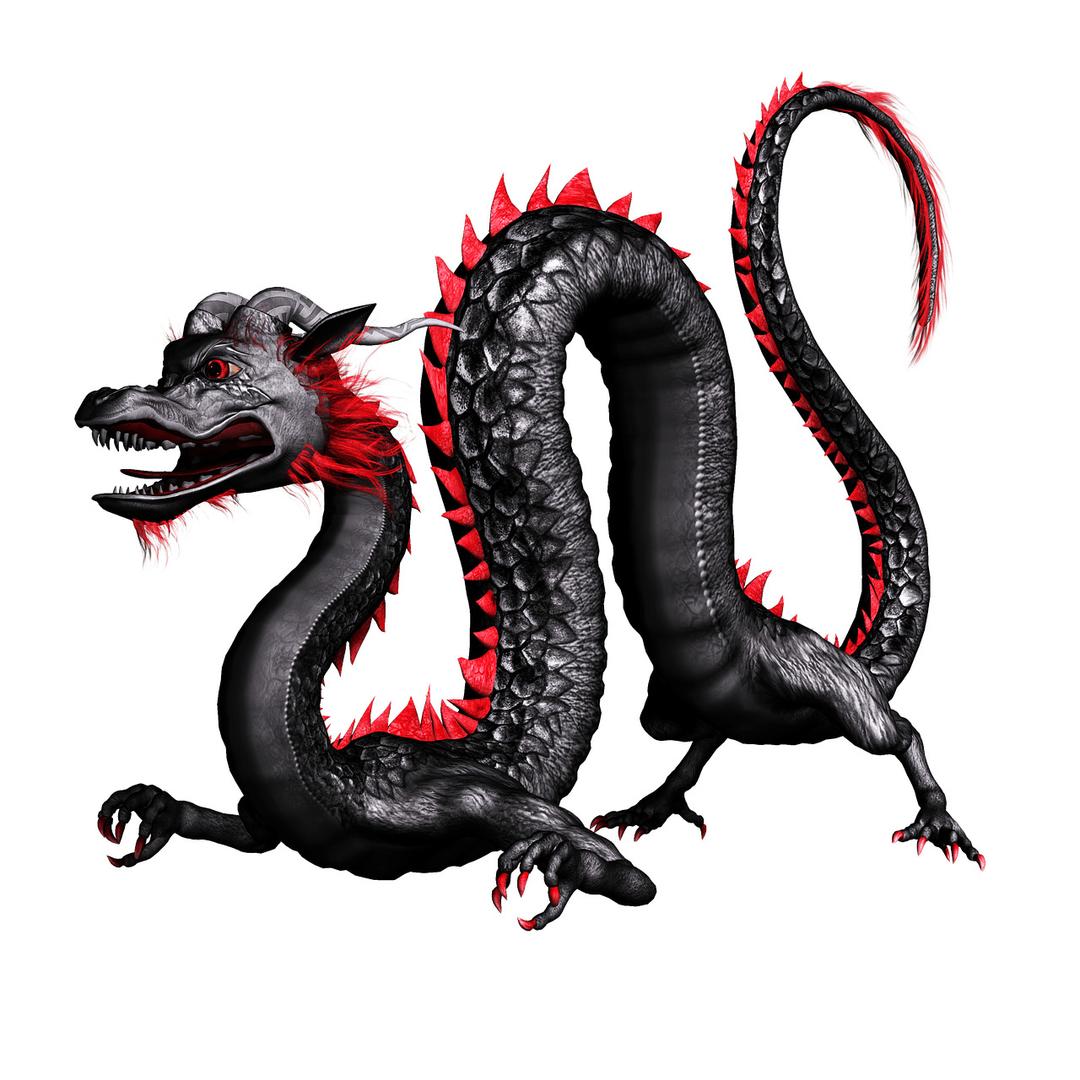 Dragon Chinese Black and Red png transparent