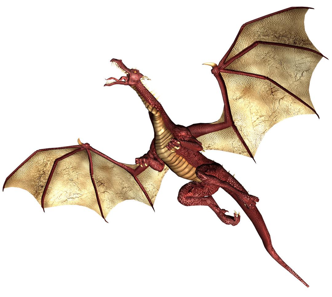 Dragon Red and Brown Wings Flying Up png transparent