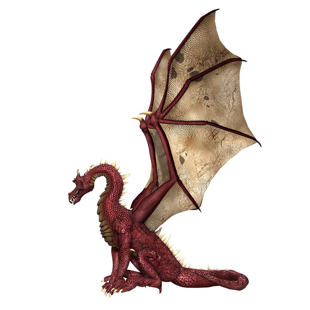 Dragon Red and Brown Wings Sitting png transparent