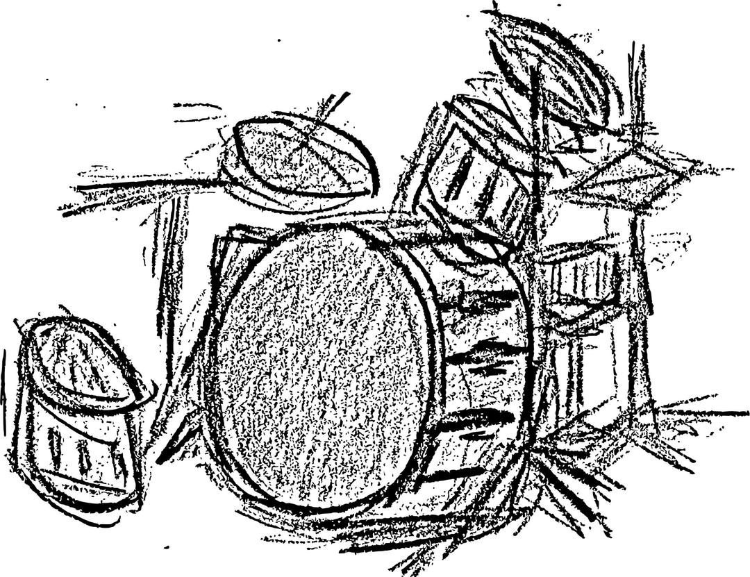 Drum Set in Black and White png transparent