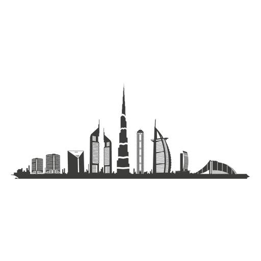 Dubai Skyline Silhouette Black and White png transparent