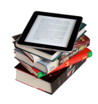 E-Book on Top Of Book Pile png transparent