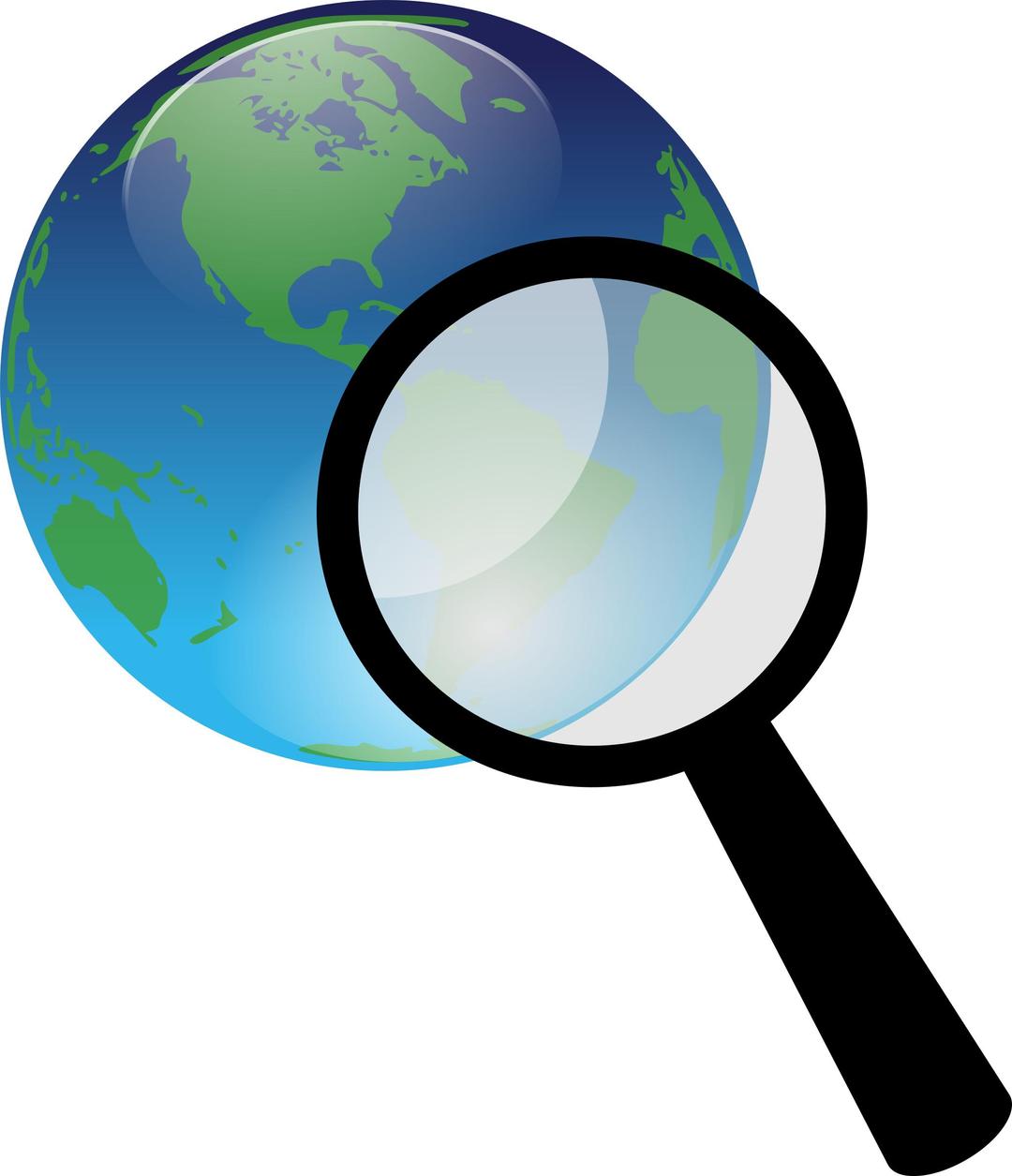 Earth and magnify glass png transparent