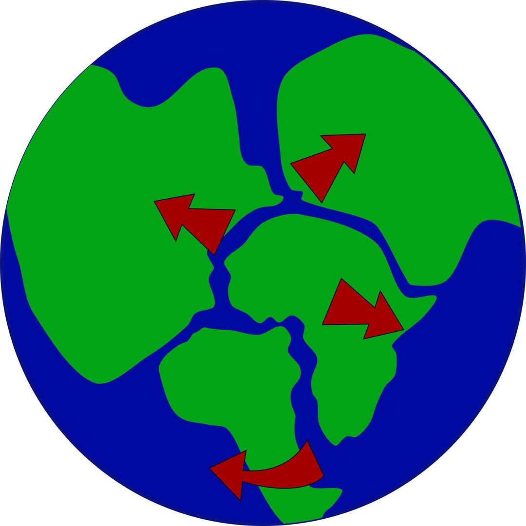 Earth with continents breaking up png transparent