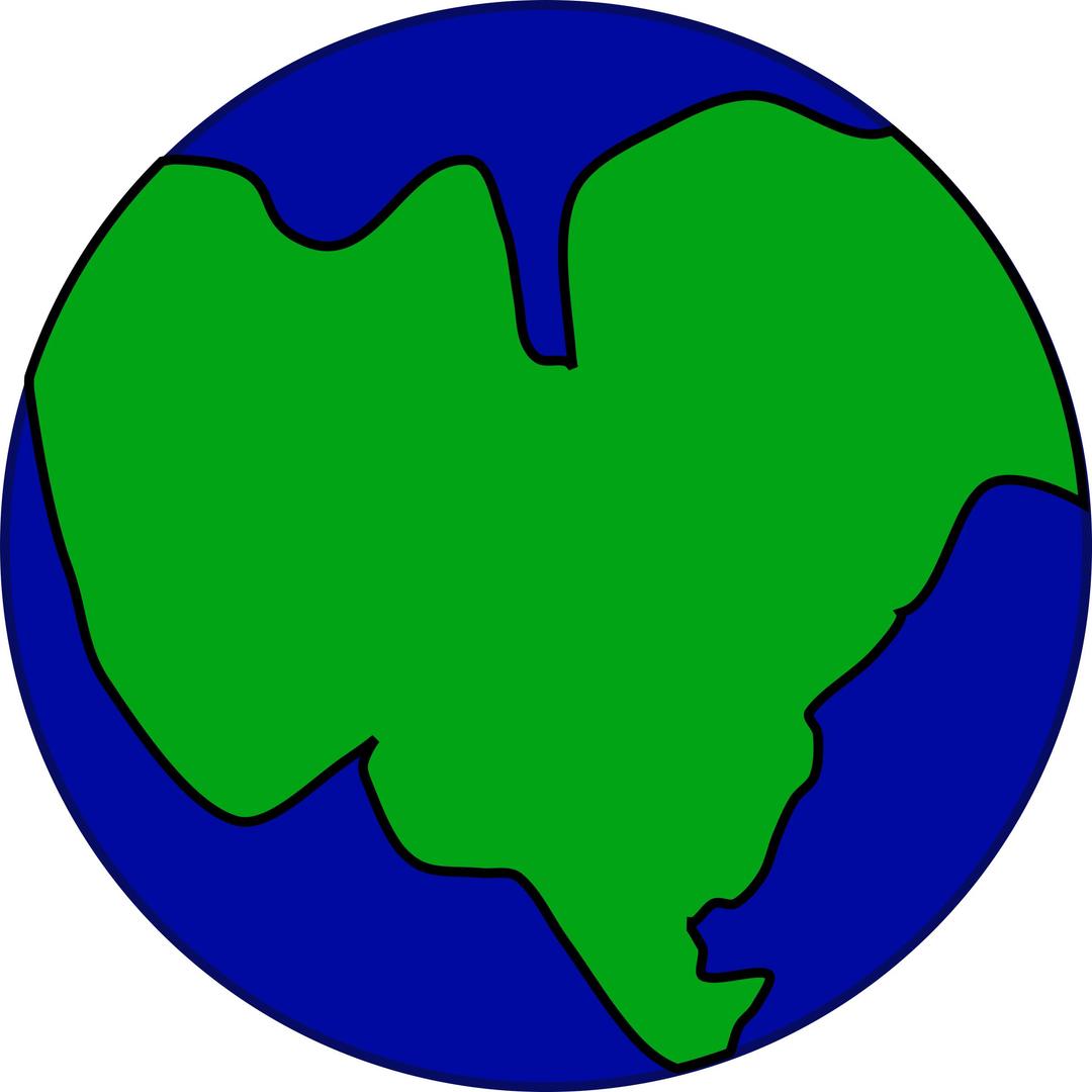 Earth with one continent png transparent