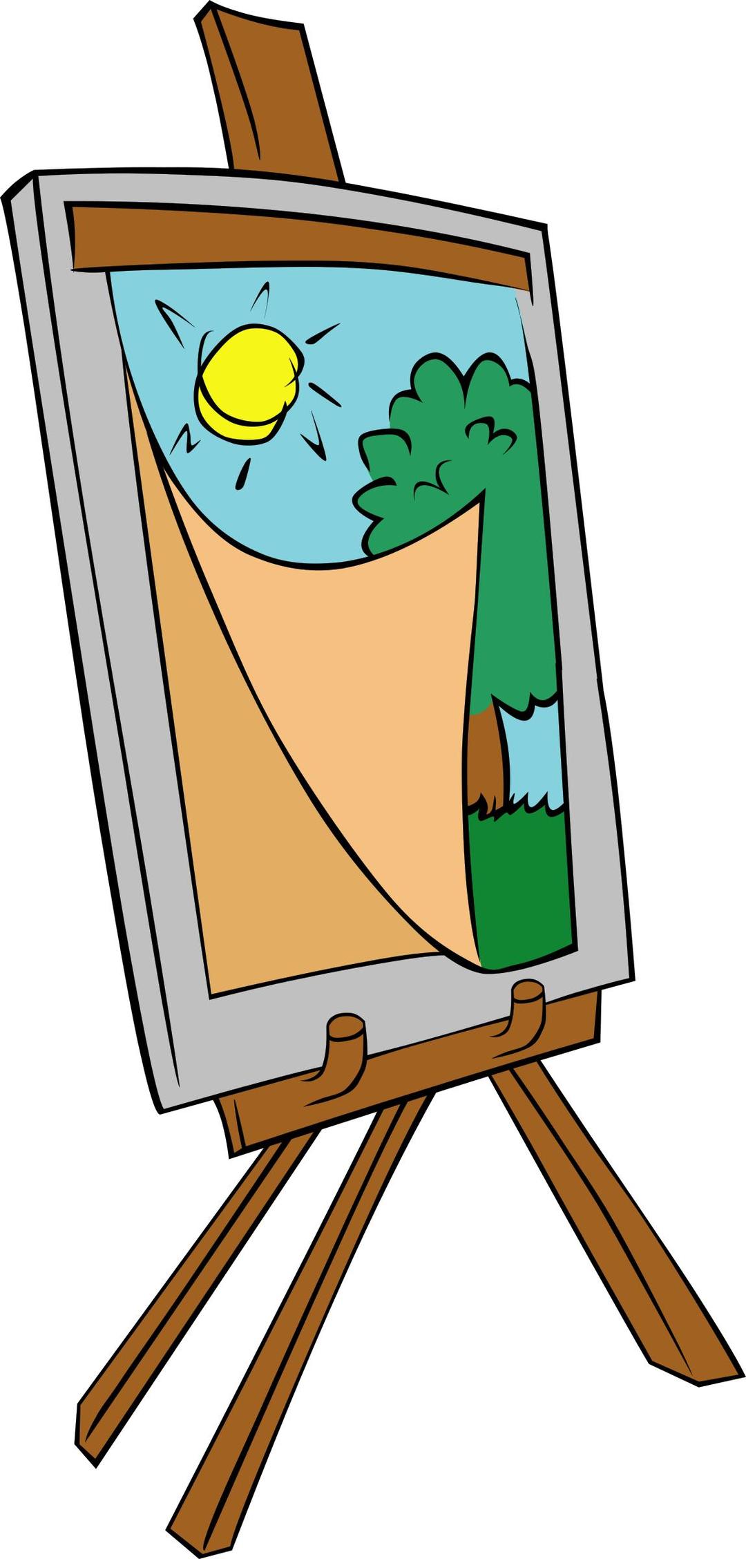Easel with kids painting png transparent