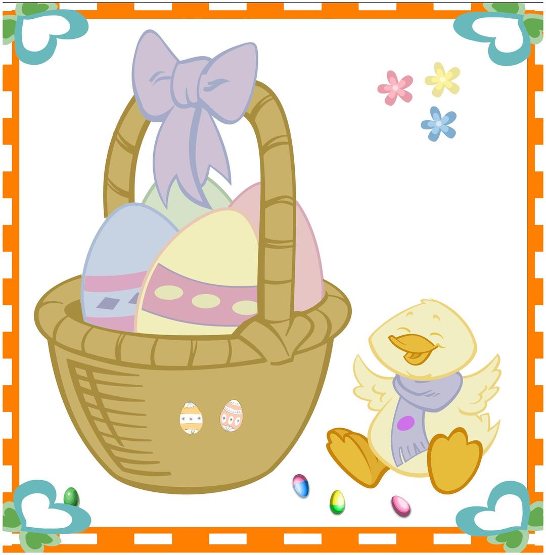 Easter Egg Basket And Duckling png transparent
