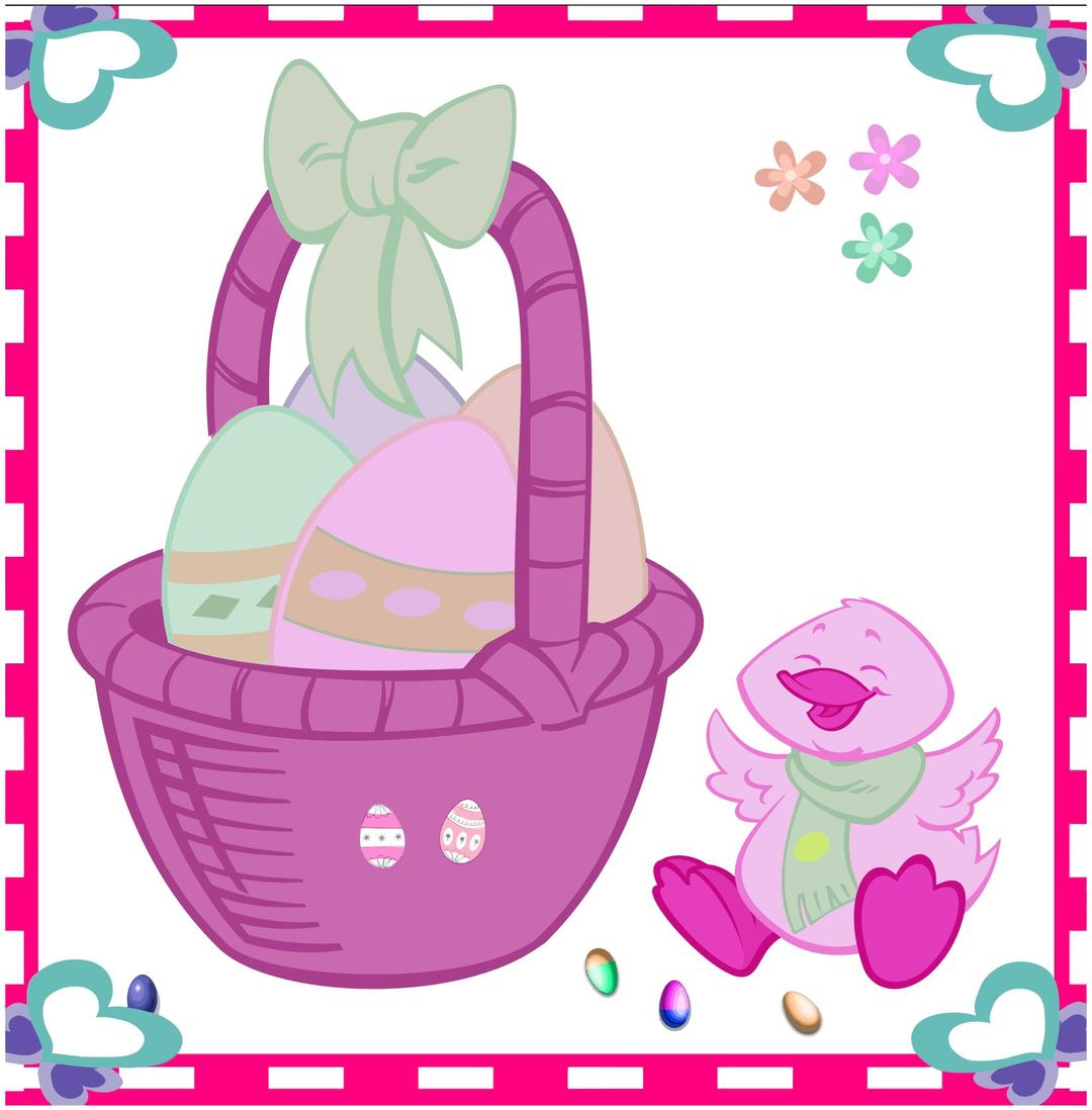 Easter Egg Basket And Duckling 2 png transparent