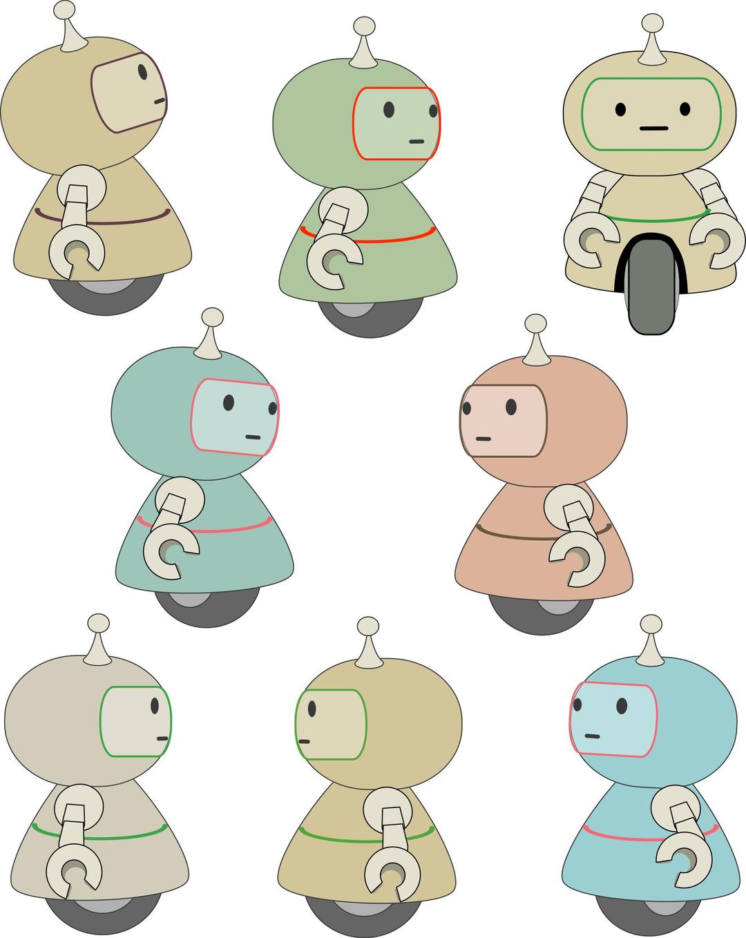 Eight little robots png transparent
