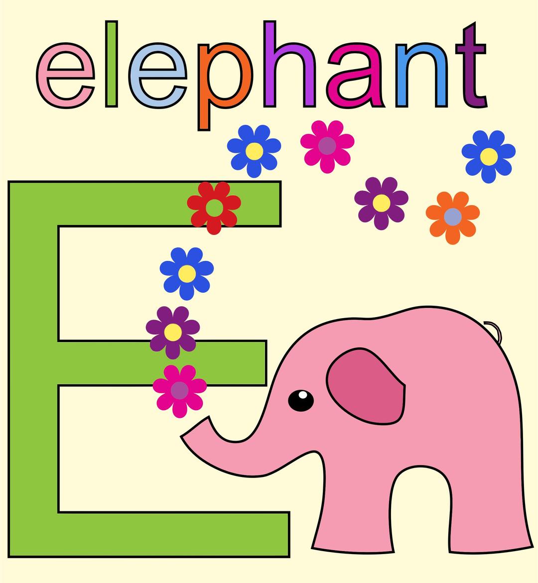 Elephant Alphabet E png transparent