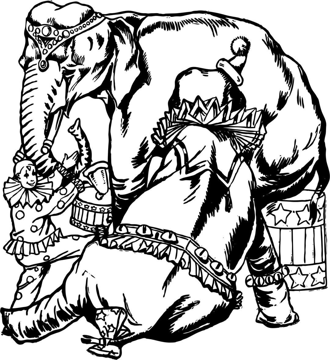 elephants and clown png transparent