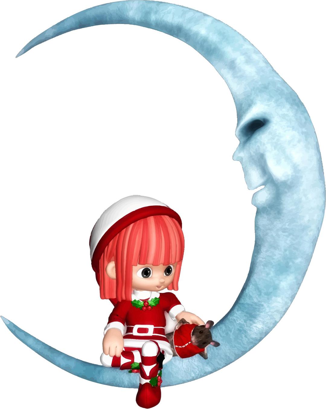 Elf Sitting On Crescent Moon png transparent