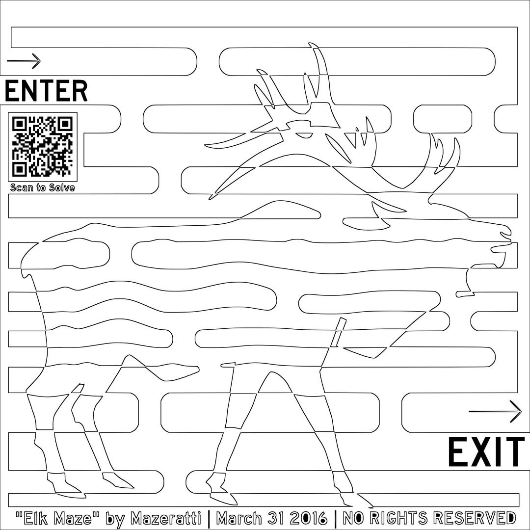 Elk Maze Coloring Page png transparent