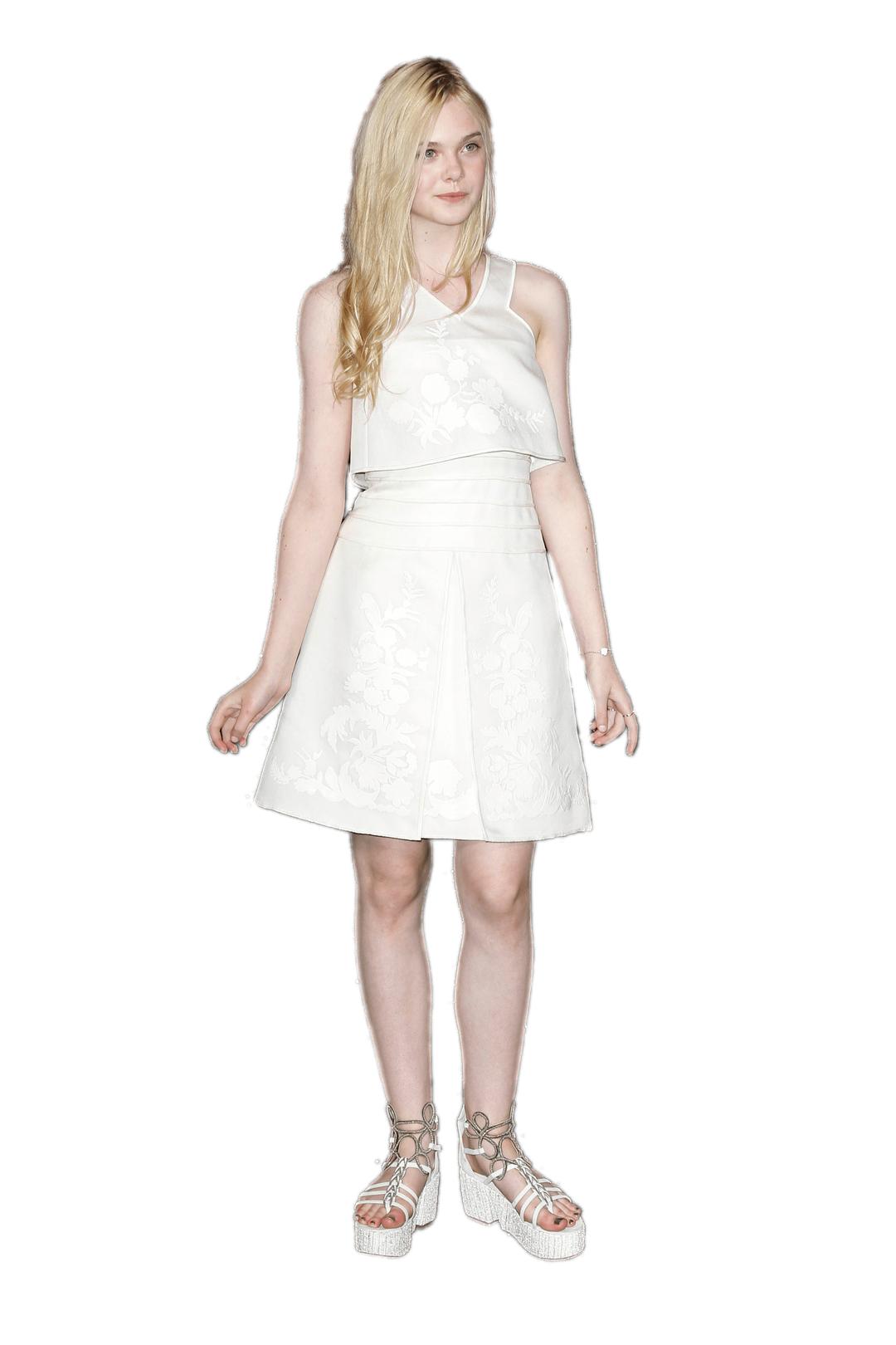 Elle Fanning White Dress png transparent