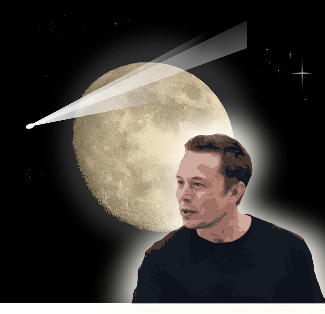Elon Musk and the Moon png transparent