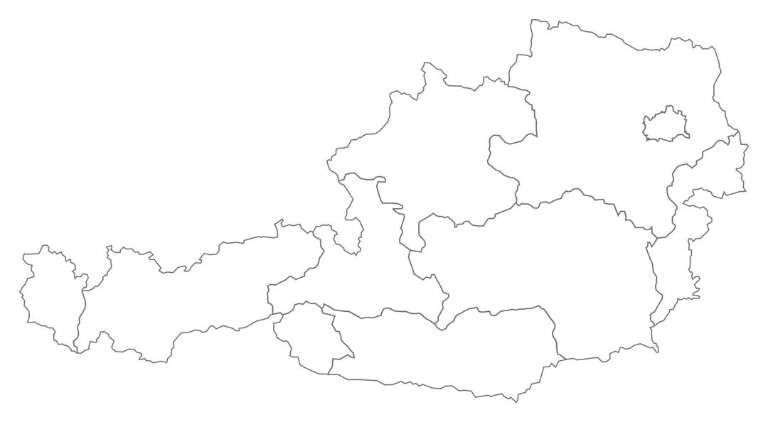 Empty map of Austria with borders of the States png transparent