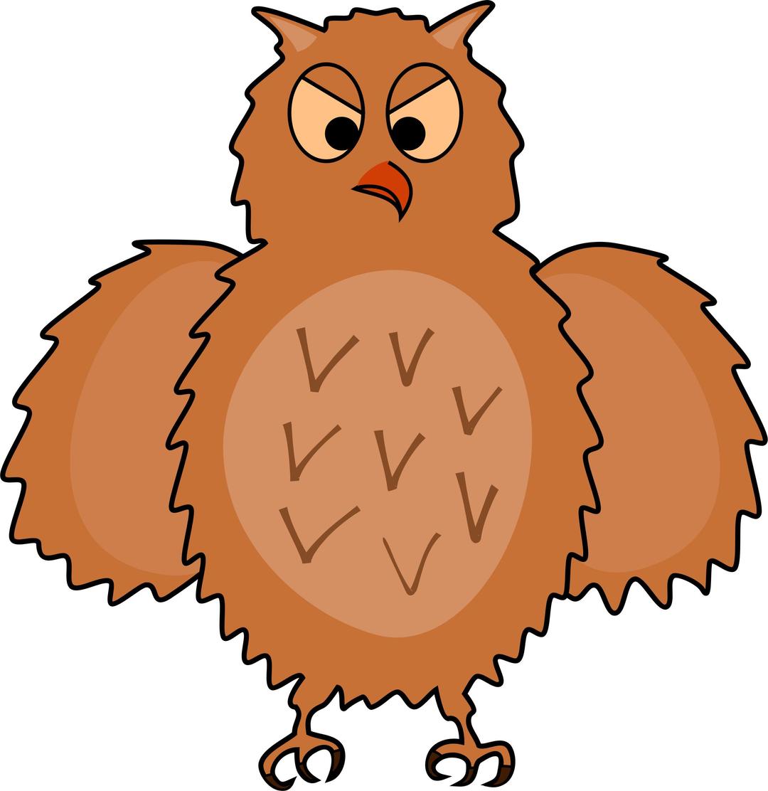 Enraged owl - front view, spread wings png transparent