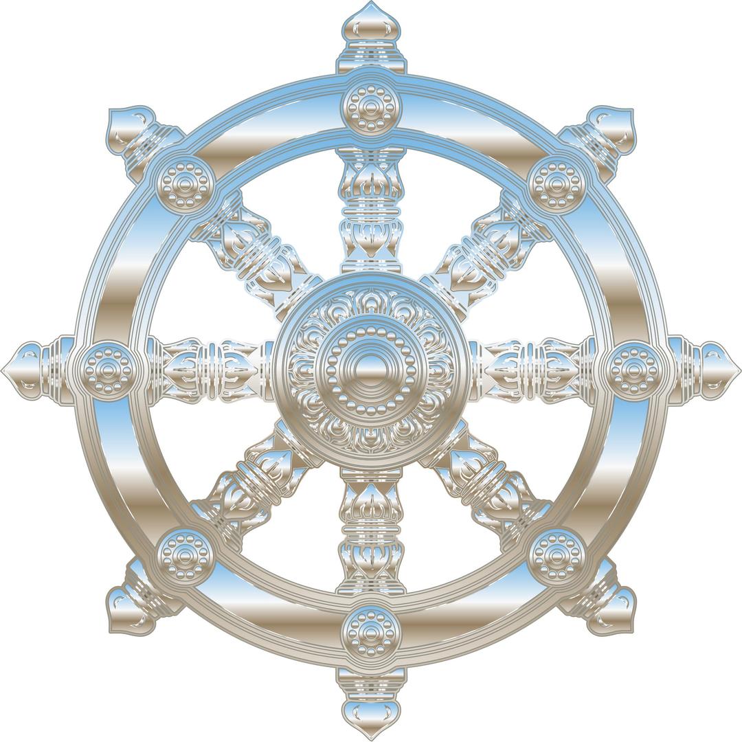 Environment Mapped Chrome Ornate Dharma Wheel png transparent