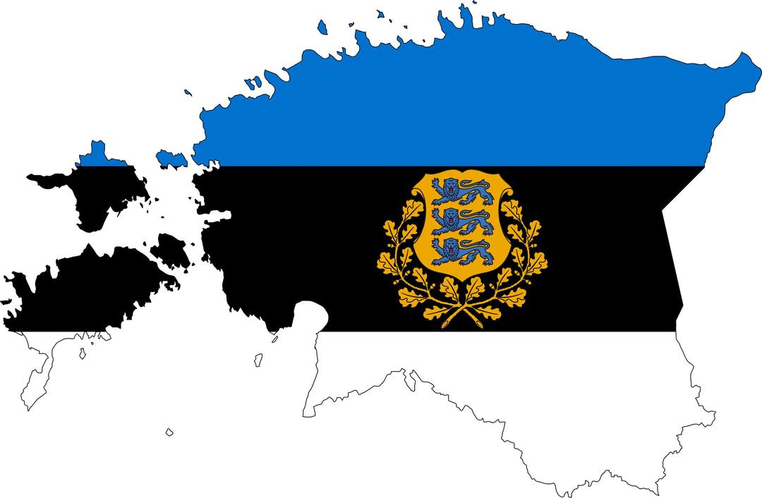 Estonia Map Flag With Stroke And Coat Of Arms png transparent
