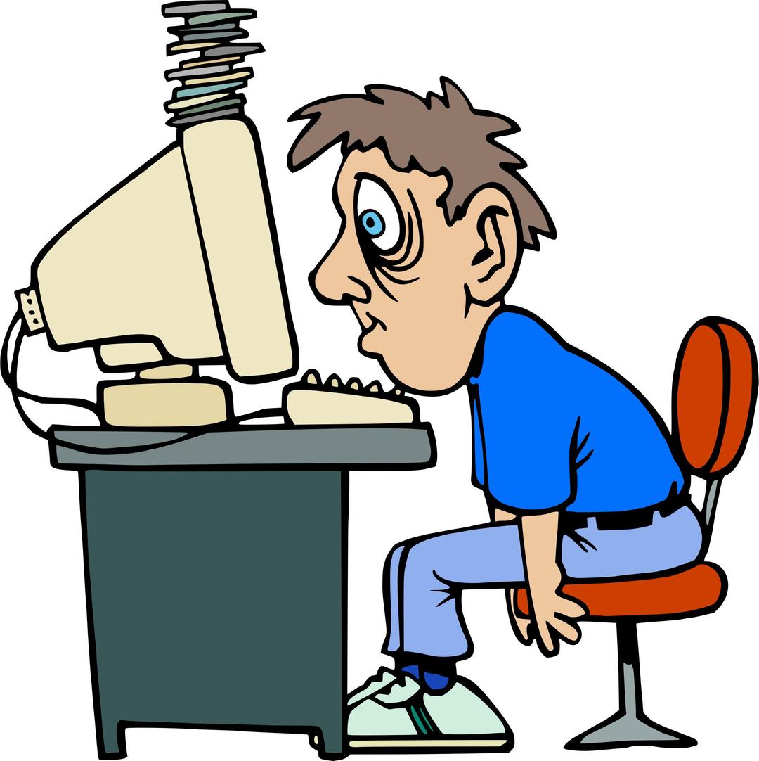 Exhausted Computer User png transparent