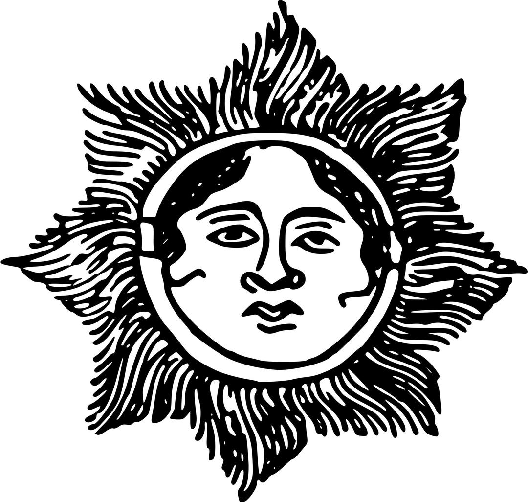 Face in the sun (black) png transparent