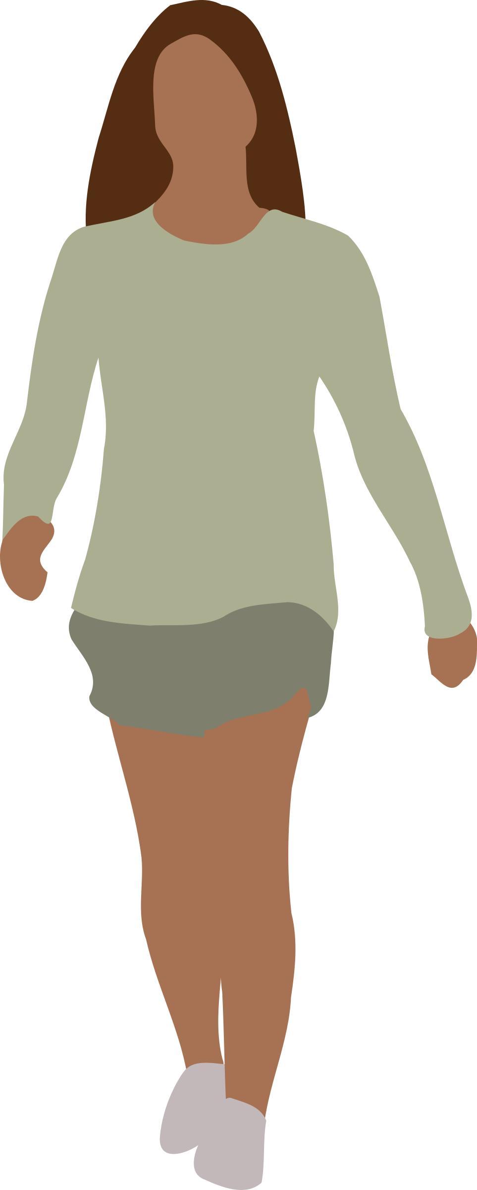 Faceless woman walking png transparent