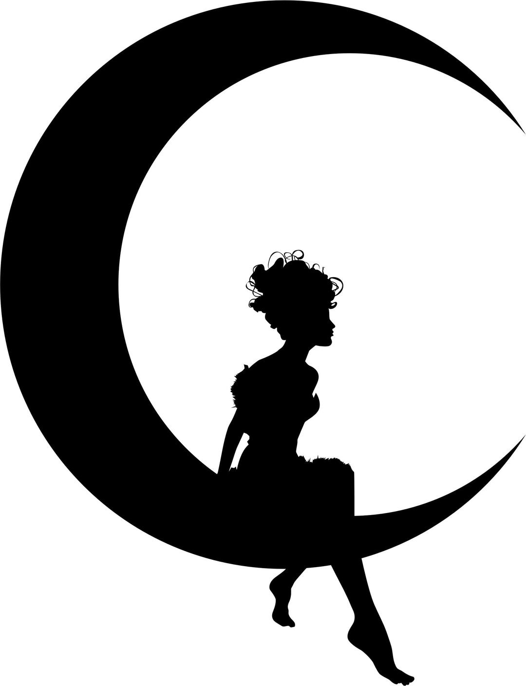 Fairy Sitting On Crescent Moon Silhouette png transparent