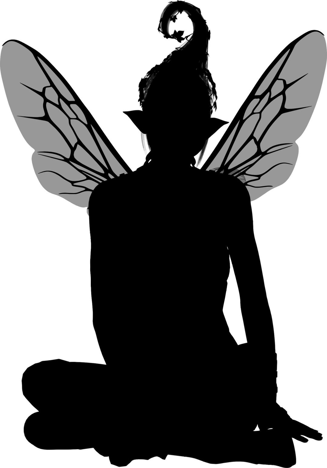 Fairy Sitting Silhouette png transparent