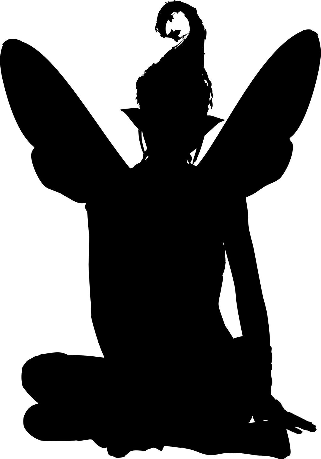 Fairy Sitting Silhouette Variation 2 png transparent