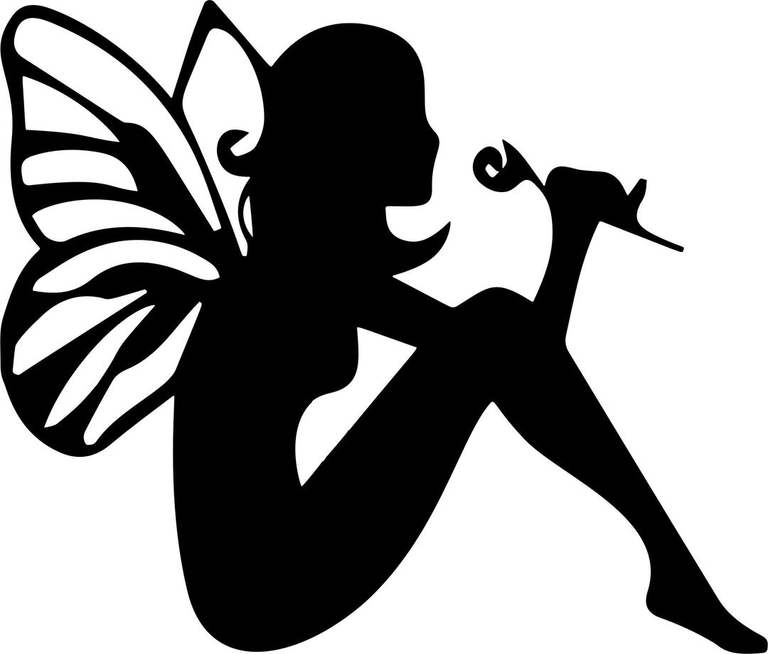 Fairy Smelling Flower Silhouette png transparent