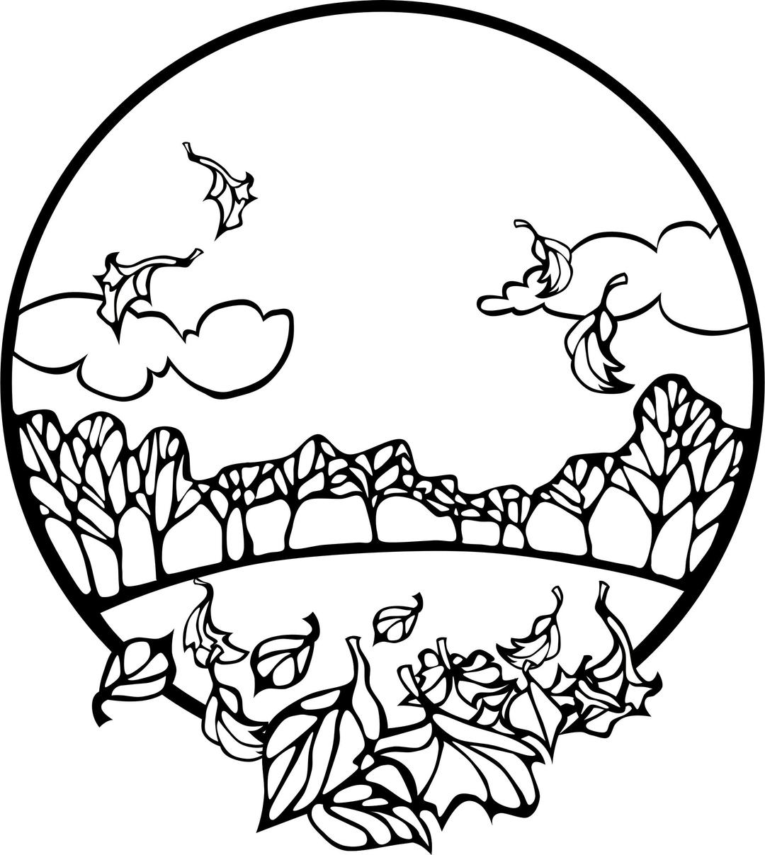Fall Scene Coloring Page png transparent