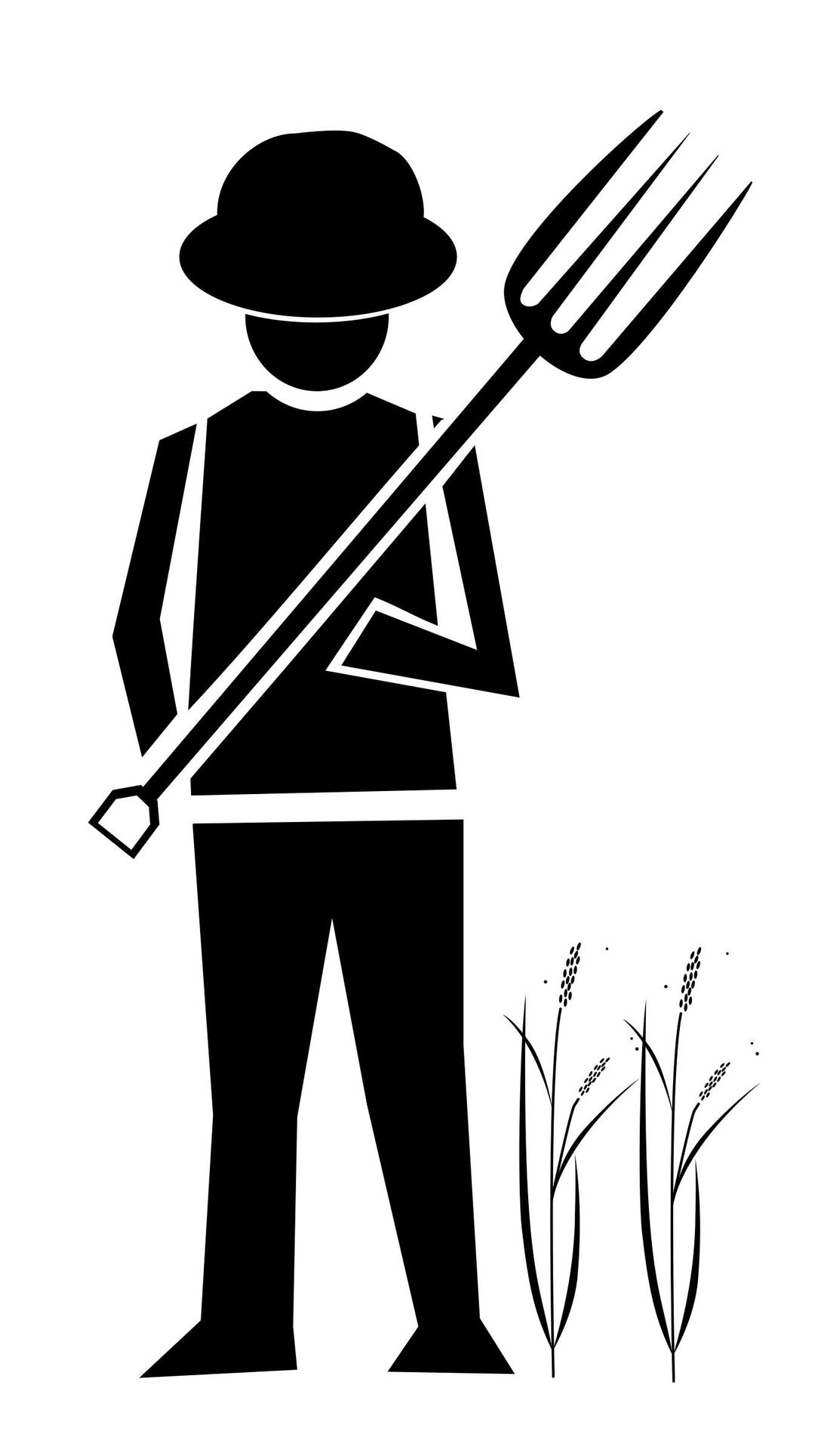 Farmer with garden fork png transparent