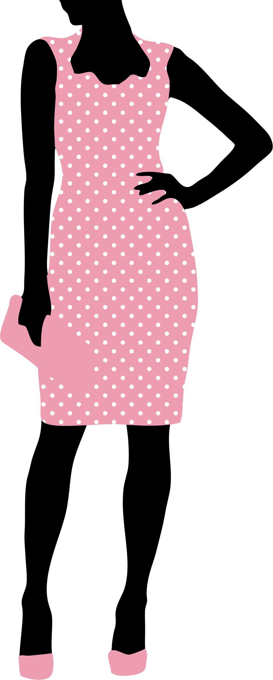 Fashion Woman Pink Polka Dot Dress png transparent