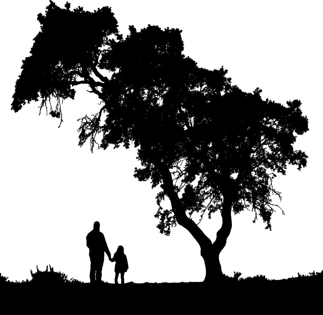 Father And Daughter Landscape Silhouette png transparent
