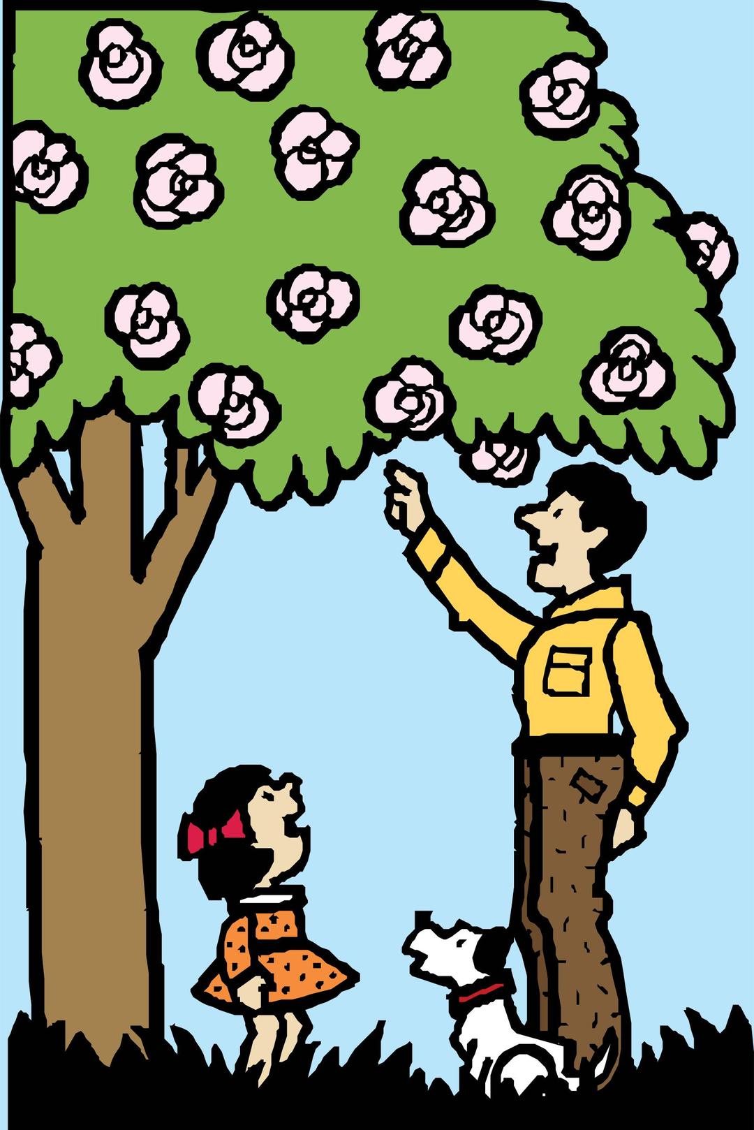 father and daughter under tree png transparent