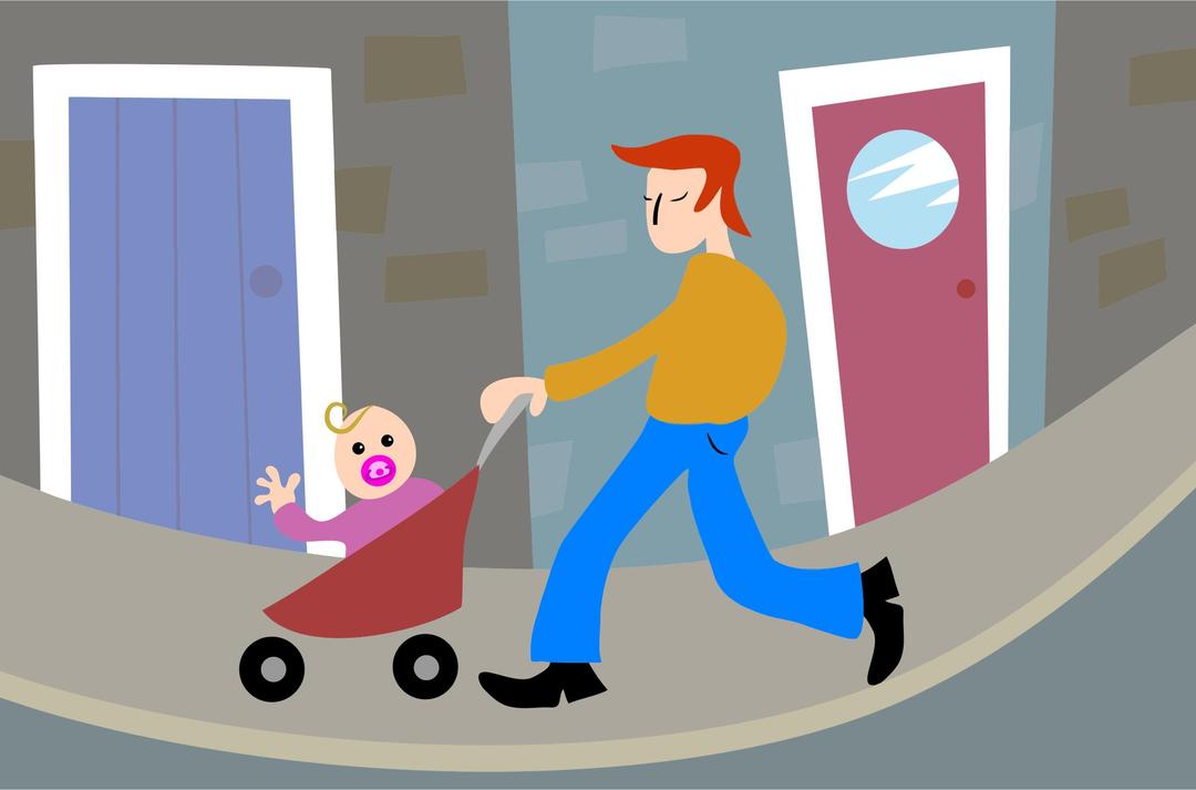 Father And Son Stroller Scene png transparent