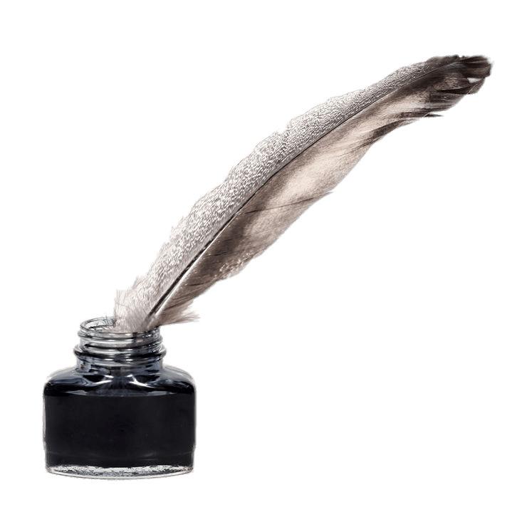 Feather Quill Pen and Ink Pot png transparent