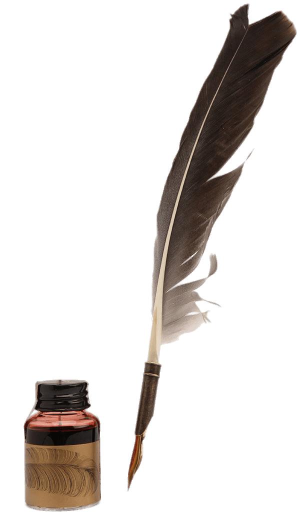 Feather Quill Pen and Matching Ink Pot png transparent