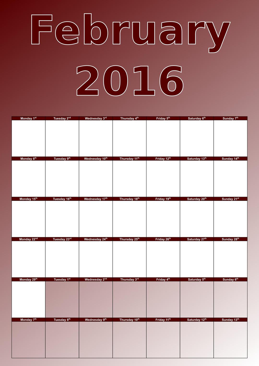 February calendar png transparent
