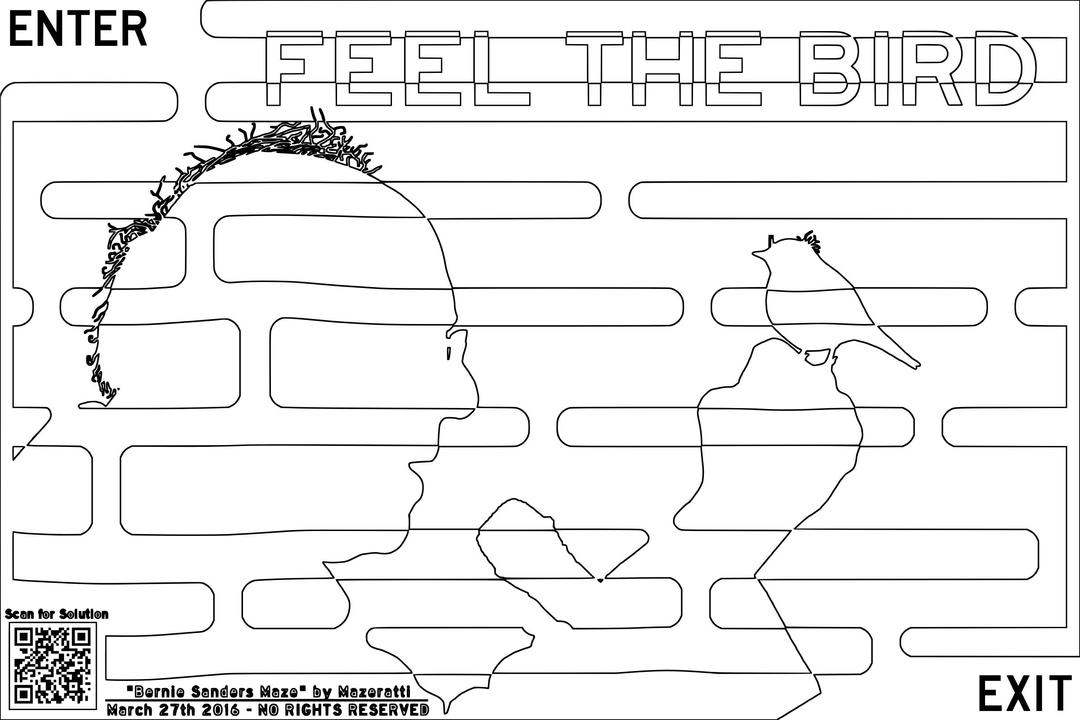Feel The Bird | Coloring Maze for Grown Ups old enough to vote png transparent