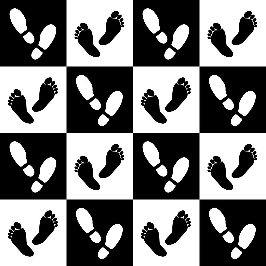 Feet pattern (black & white) png transparent