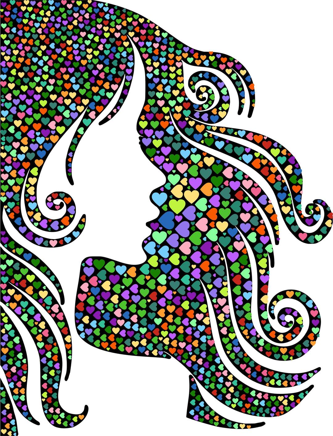 Female Hair Profile Silhouette Hearts png transparent
