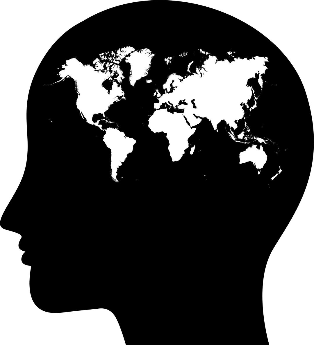 Female Head Profile Silhouette World Map png transparent