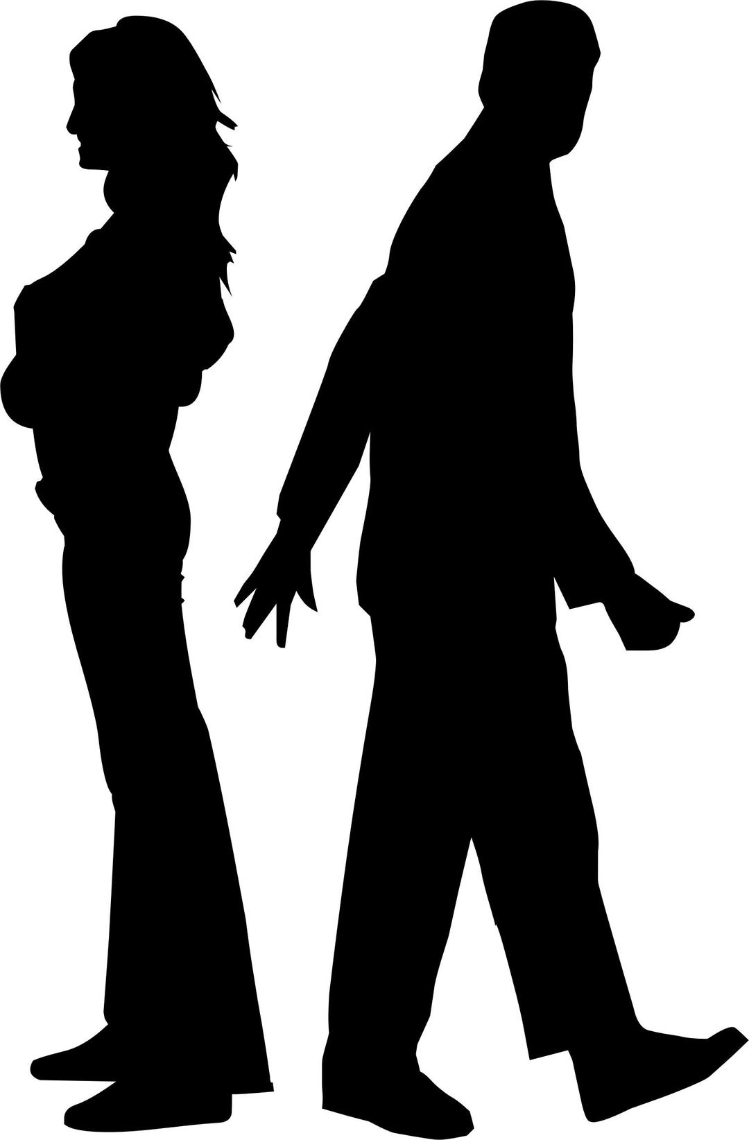 Fighting Couple Silhouette png transparent