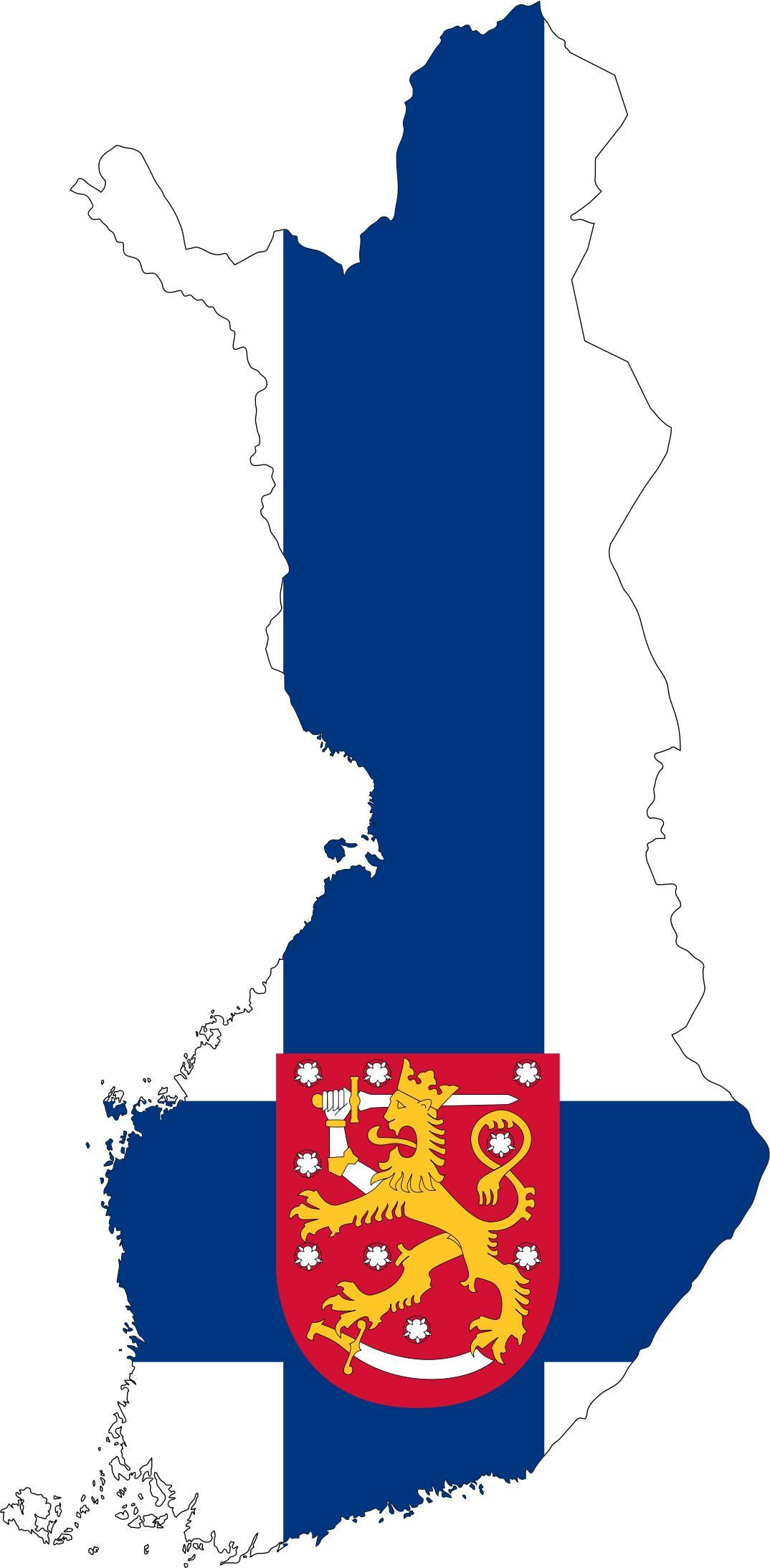 Finland Map Flag With Stroke And Coat Of Arms png transparent