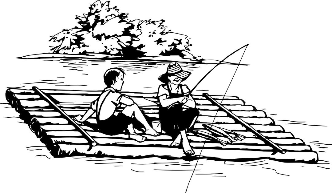 Fishing from a raft png transparent